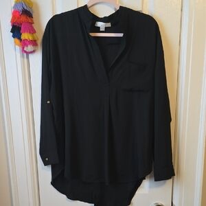 Black Chiffon Blouse With Button Detail Down The Back